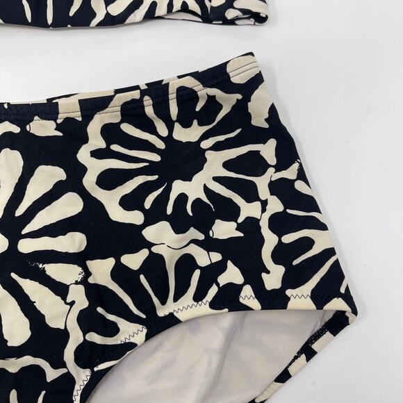Tory Burch XSmall Black Cream Pomelo Floral Print Bikini Set High Waist Bottoms - Picture 9 of 10